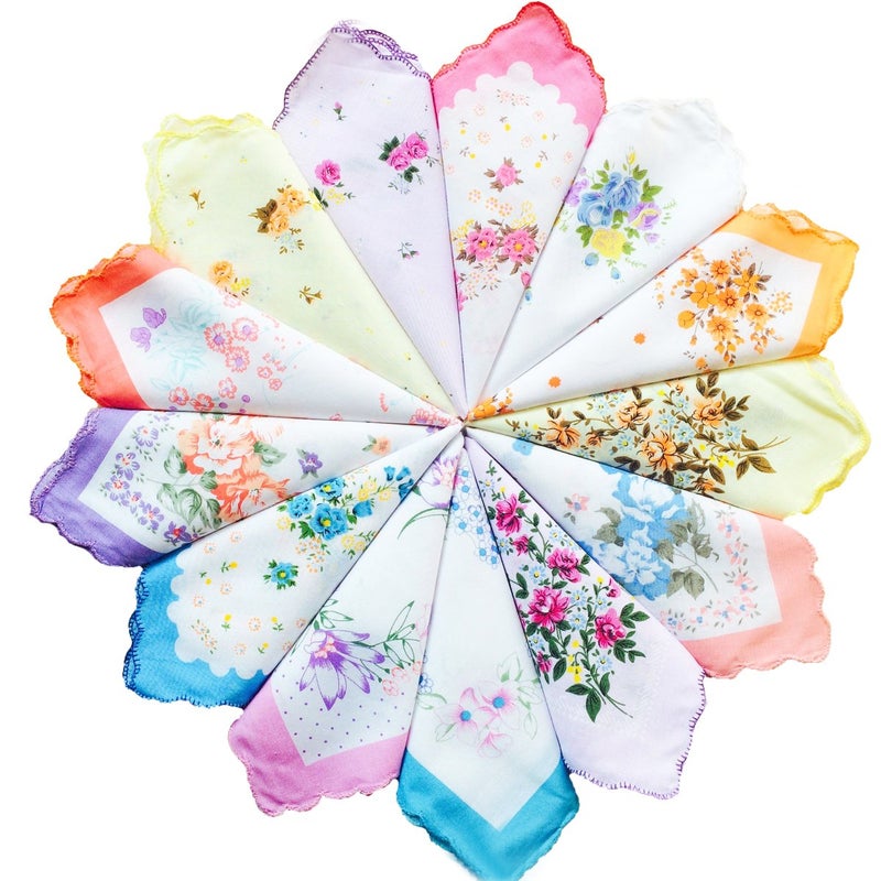 CoCoUSM Womens Vintage Floral Print Cotton handkerchiefs Bulk 20 PCS - Image 3